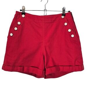 Banana Republic Red Pinup‎ Retro High Waisted Nautical Sailor Shorts Size 30/10